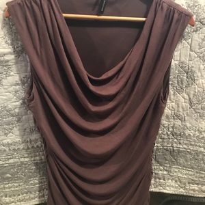 Ruched Dusty Mauve Cowl Neck Blouse